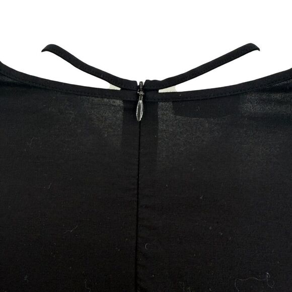 Akris Punto Knit Top Size 10 Cotton Mock Neck Black Pullover Back Zip - Picture 16 of 16